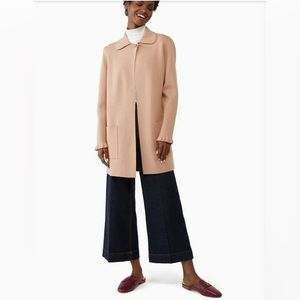 Kate Spade Women’s Ruffle Long Sweater Blazer Dusty Rose Single Button Size M